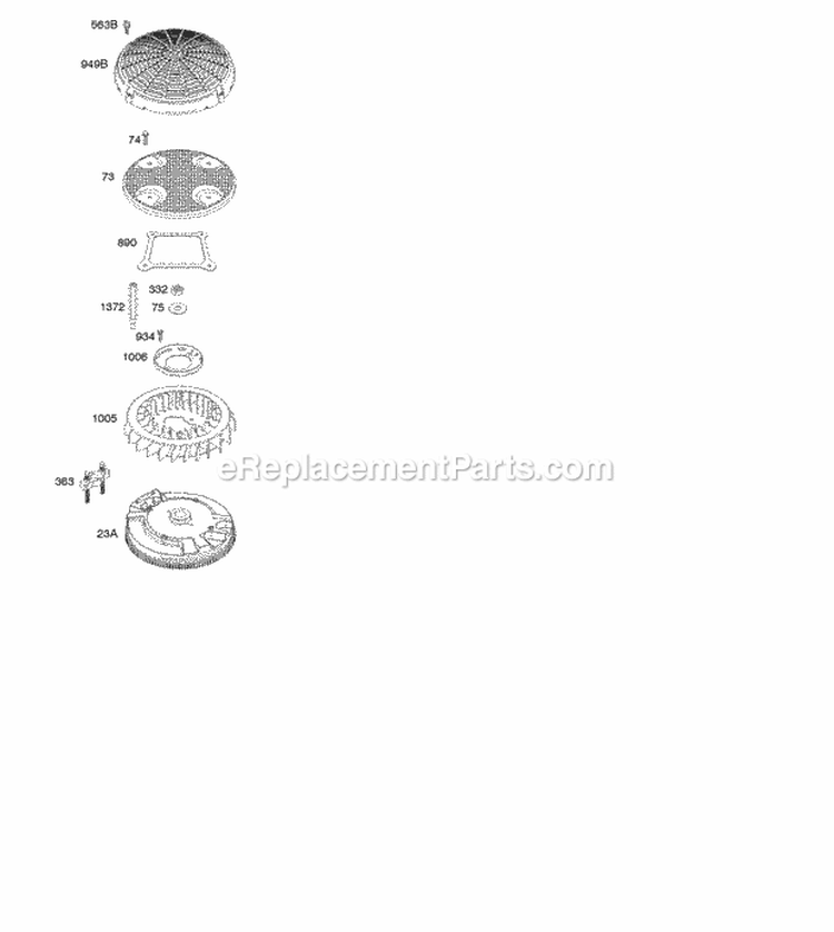 Flywheel Diagram and Parts List for 49L977-0110-G1  Briggs and Stratton Engine